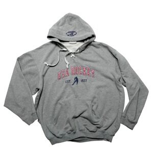 Vintage Team USA Hockey Hoodie Sweatshirt Mens Large Gray Ice Hockey‎ K1